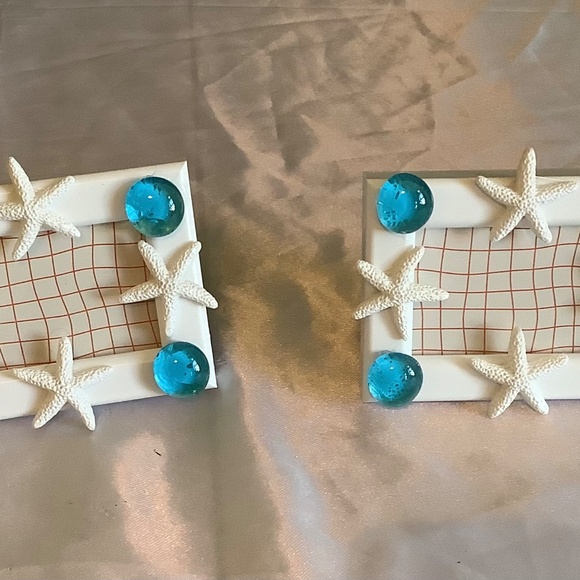 2x3 Starfish and sea blue glass gems picture frame set of 2 - Picture 2 of 8